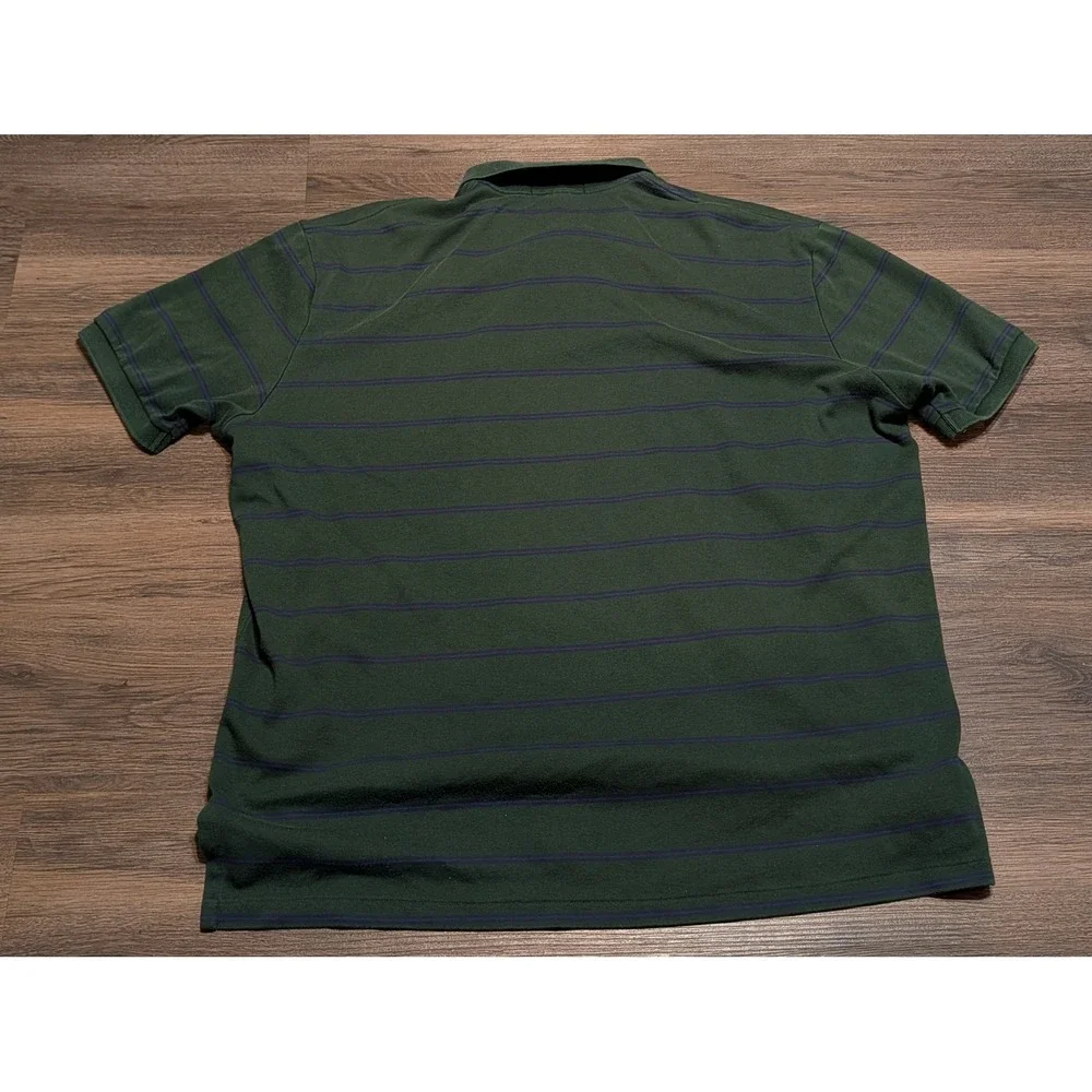 Polo Ralph Lauren Mens XXL Green Navy Blue Striped Short Sleeve Polo Shirt Pony